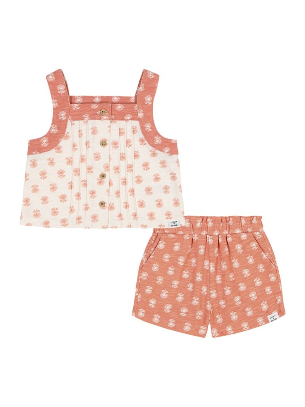NWT New Lucky Brand Girls Printed Top and Shorts Set Size 5